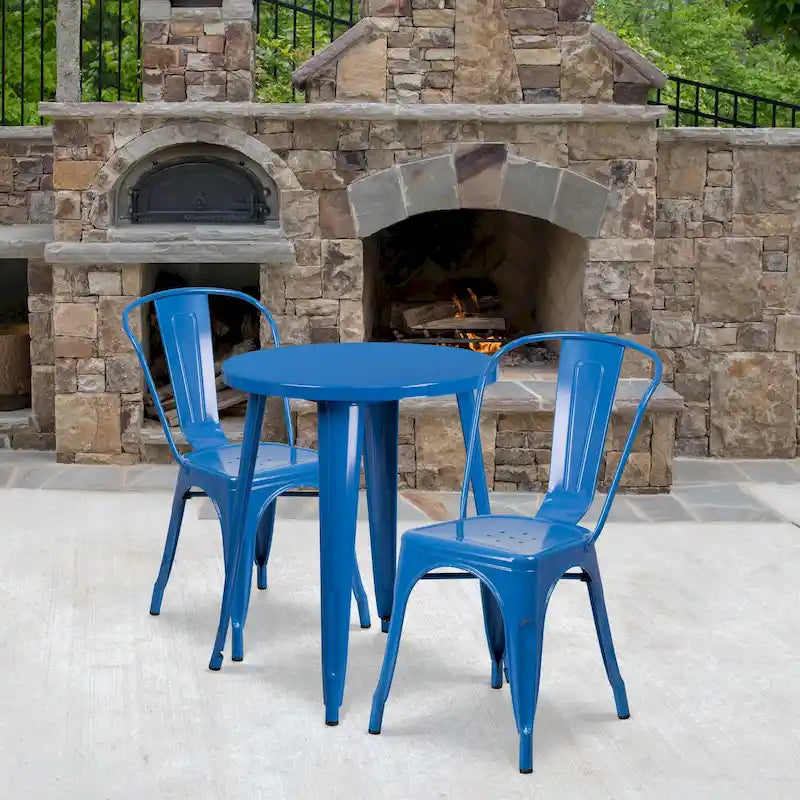 Ensemble de café 3 pièces en métal pour l'intérieur et l'extérieur