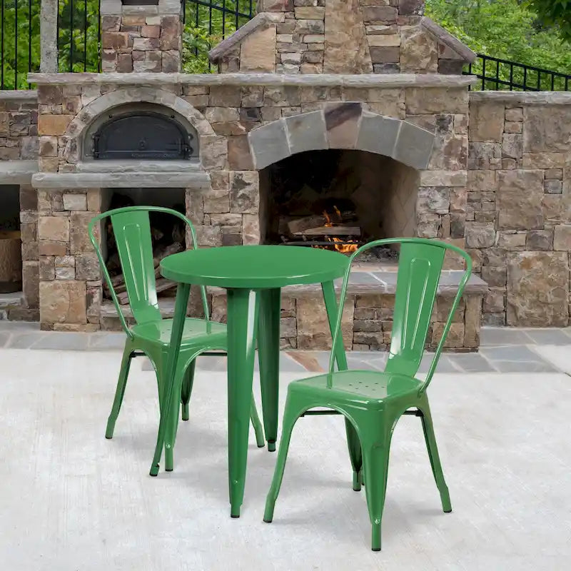Ensemble de café 3 pièces en métal pour l'intérieur et l'extérieur