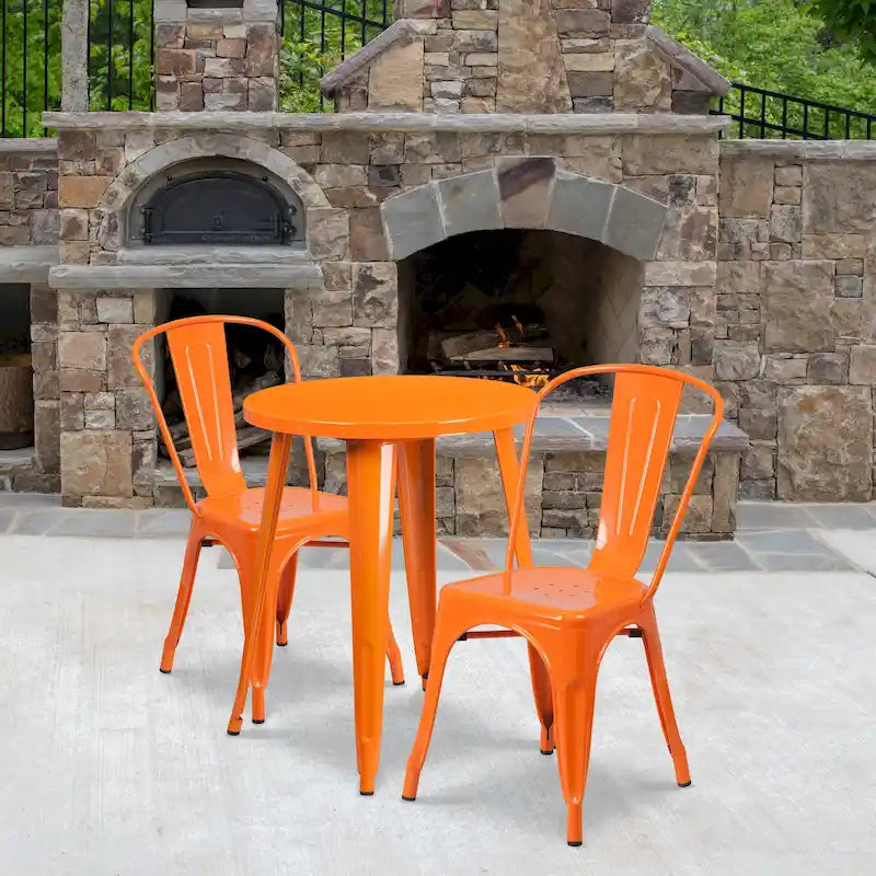 Ensemble de café 3 pièces en métal pour l'intérieur et l'extérieur