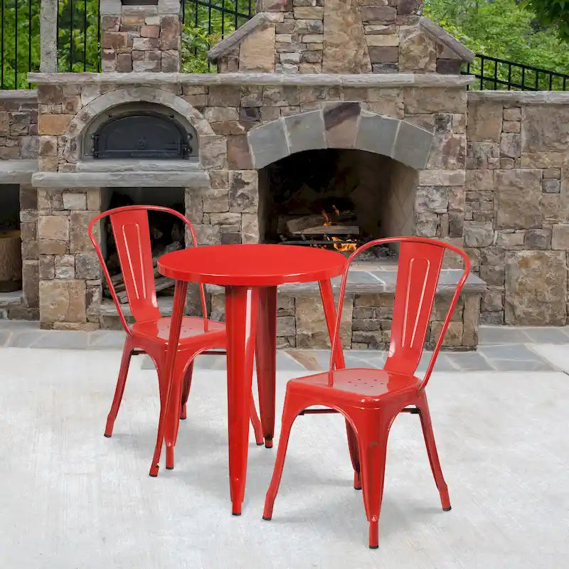Ensemble de café 3 pièces en métal pour l'intérieur et l'extérieur
