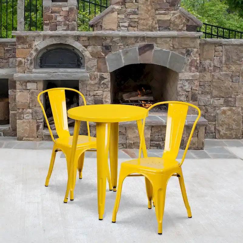 Ensemble de café 3 pièces en métal pour l'intérieur et l'extérieur