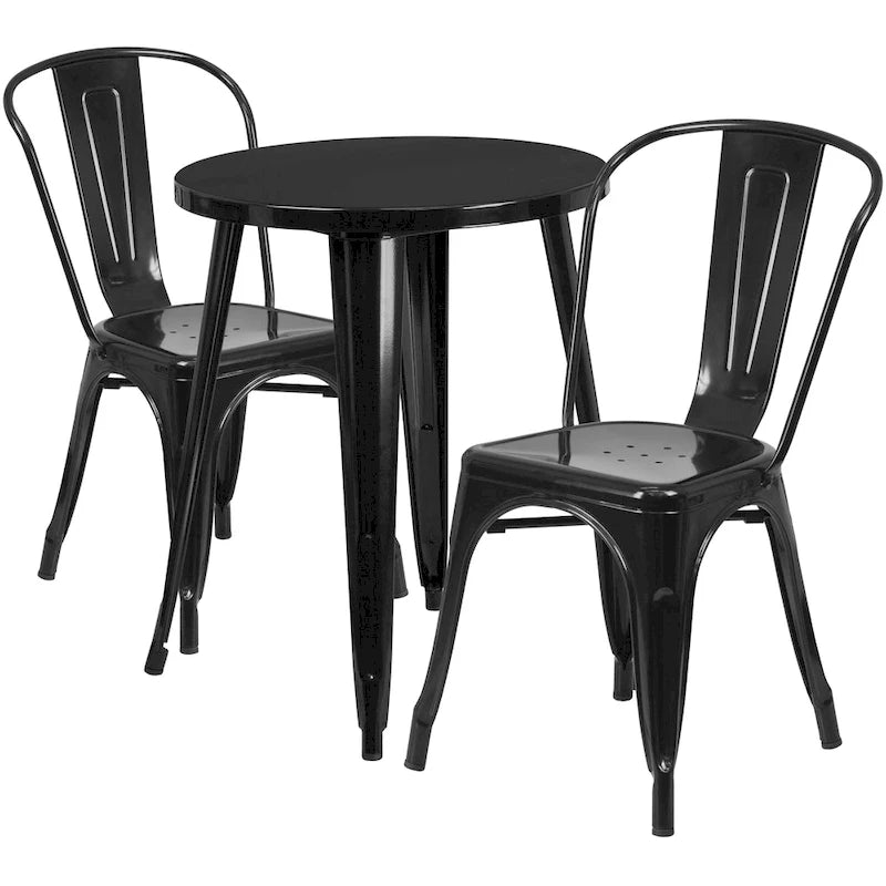 Ensemble de café 3 pièces en métal pour l'intérieur et l'extérieur