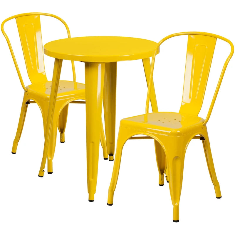 Ensemble de café 3 pièces en métal pour l'intérieur et l'extérieur