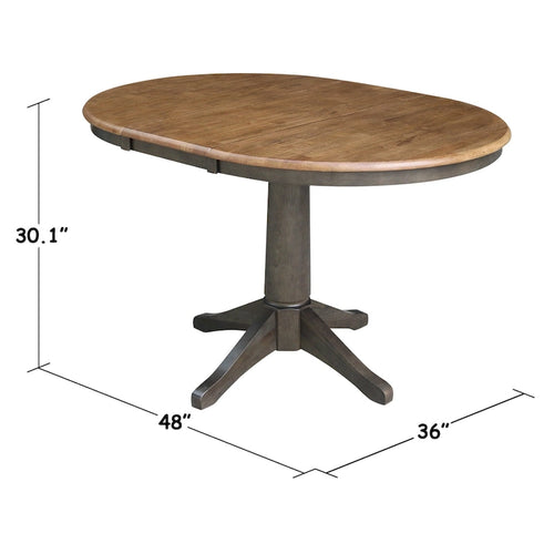 Table à manger extensible ronde en bois massif de 36 po avec 2 chaises de salle à manger