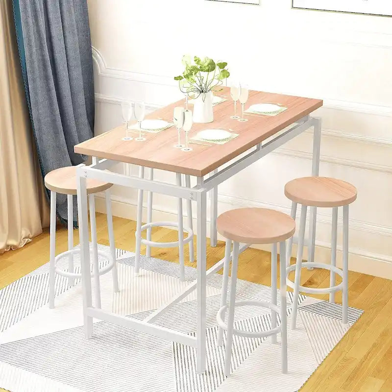Ensemble de salle à manger 5 pièces Mieres hauteur comptoir, ensemble table de petit-déjeuner pour restaurant, bar, cuisine
