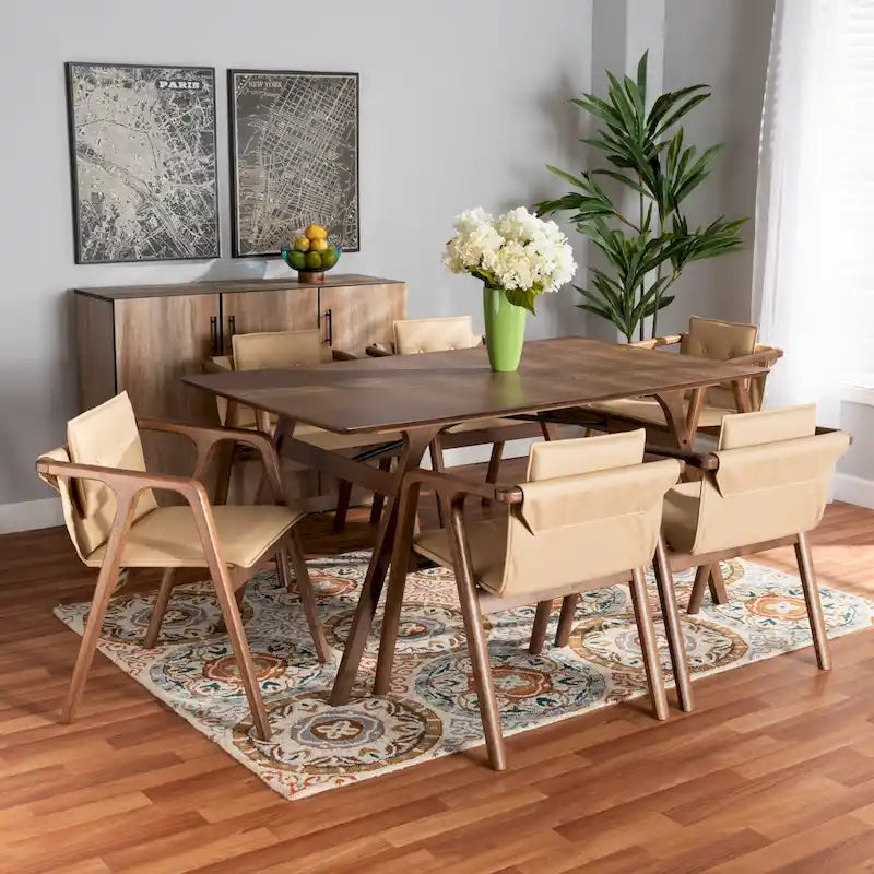 Marcena Mid-Century Modern 7-Piece Dining Set