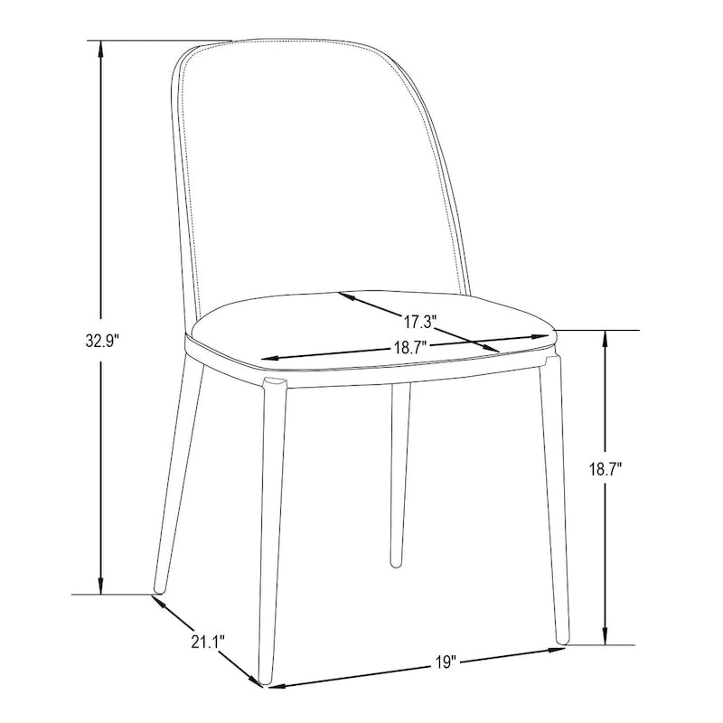 Ensemble de salle à manger 7 pièces en acier noir avec 6 chaises et table Collection Tule de LeisureMod