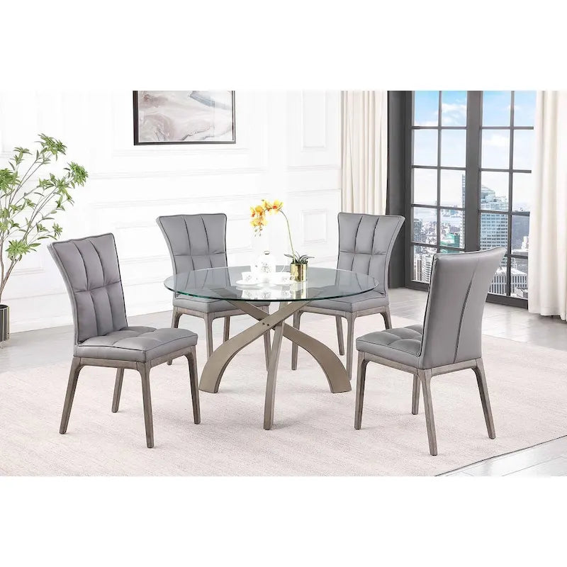 Somette Pogo Criss Cross Dining Set with Gray Chairs