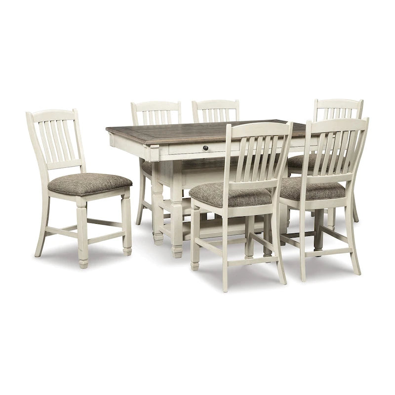 Signature Design by Ashley Bolanburg Antique White / Brown 7-Piece Counter Height Dining Package