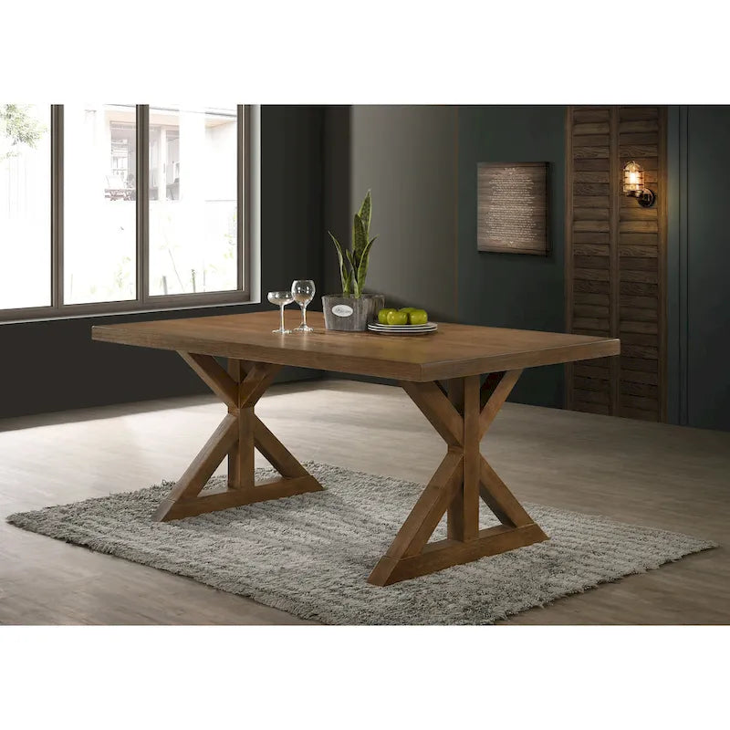 Ensemble de salle à manger 5 pièces en bois de style ferme moderne Roundhill Furniture Enna, fini bois flotté brossé