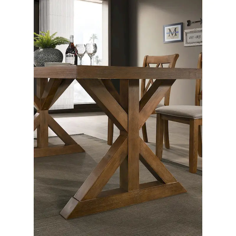 Ensemble de salle à manger 5 pièces en bois de style ferme moderne Roundhill Furniture Enna, fini bois flotté brossé