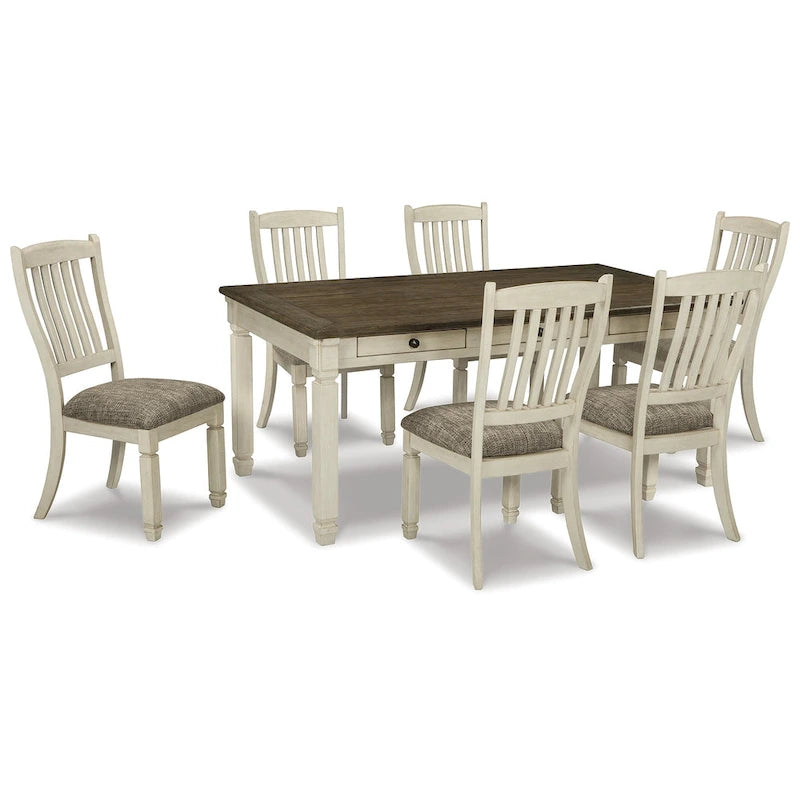 Signature Design by Ashley Bolanburg Ensemble de salle à manger 7 pièces blanc antique/marron