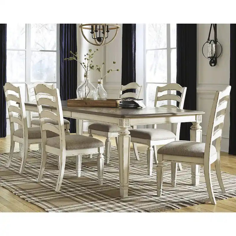 Signature Design by Ashley Realyn White / Light Brown 7-Piece Dining Package