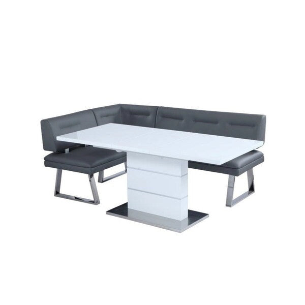 Ensemble de salle à manger Somette Richard 2 pièces en blanc et acier inoxydable