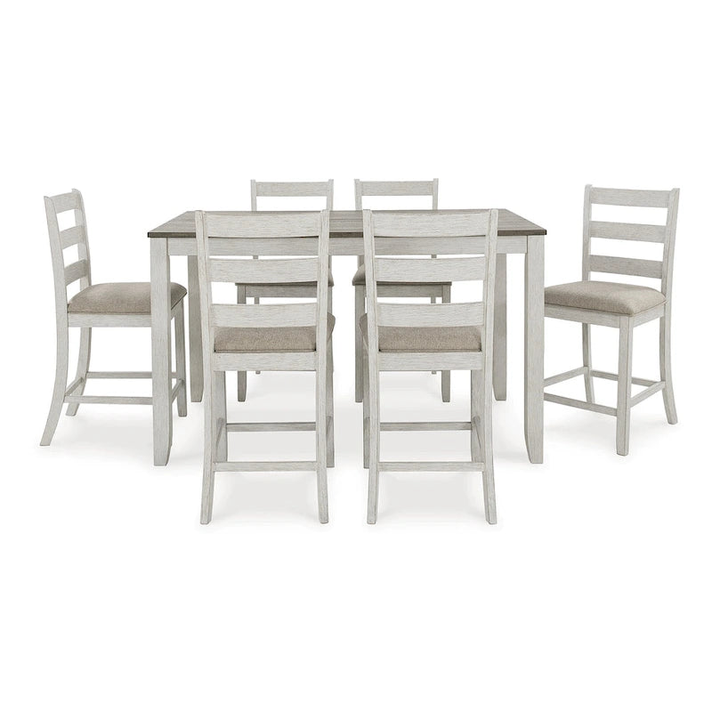 Signature Design by Ashley Skempton White Counter Height Dining Table and Bar Stools (Set of 7)