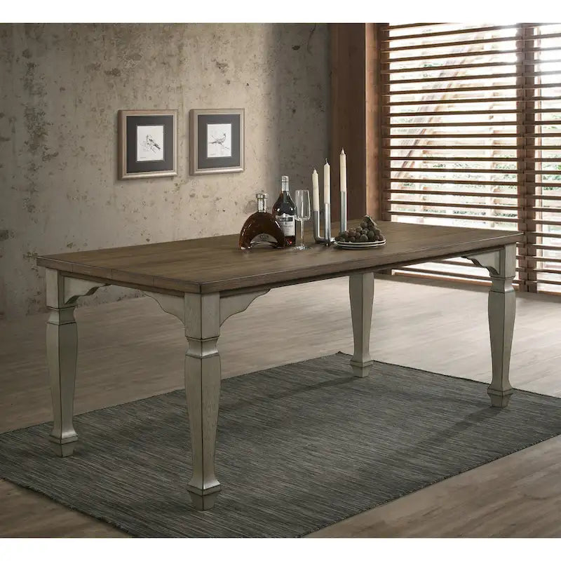 Ensemble de salle à manger Roundhill Furniture Breda en bois finition gris antique et chêne foncé, table et six chaises