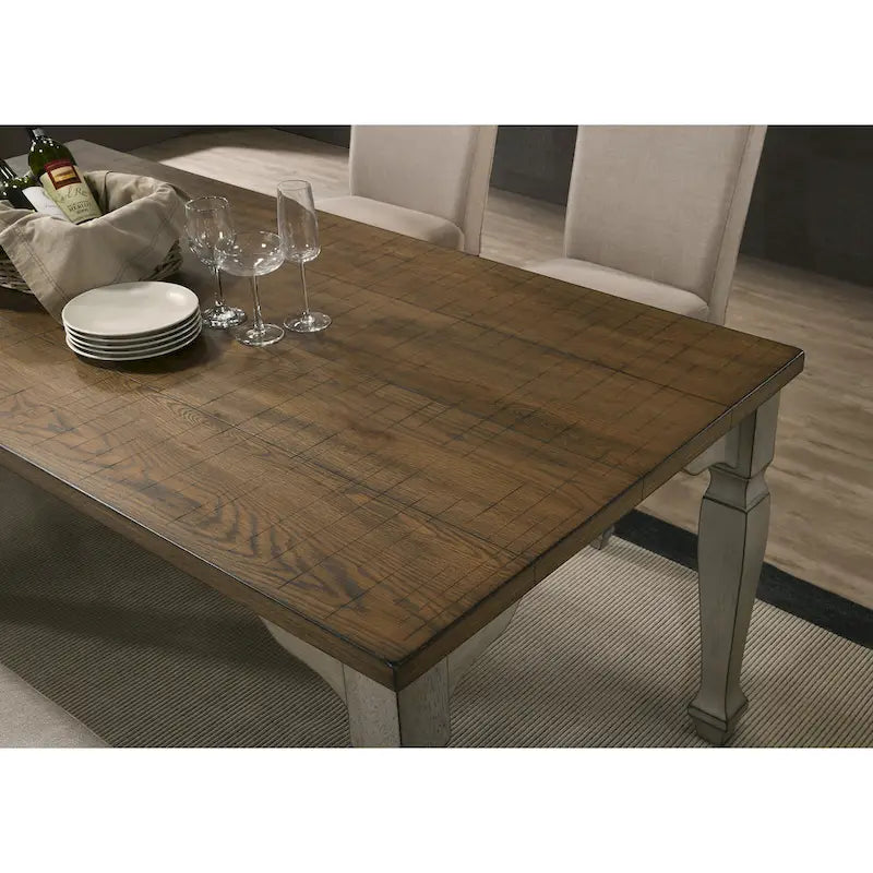 Ensemble de salle à manger Roundhill Furniture Breda en bois finition gris antique et chêne foncé, table et six chaises