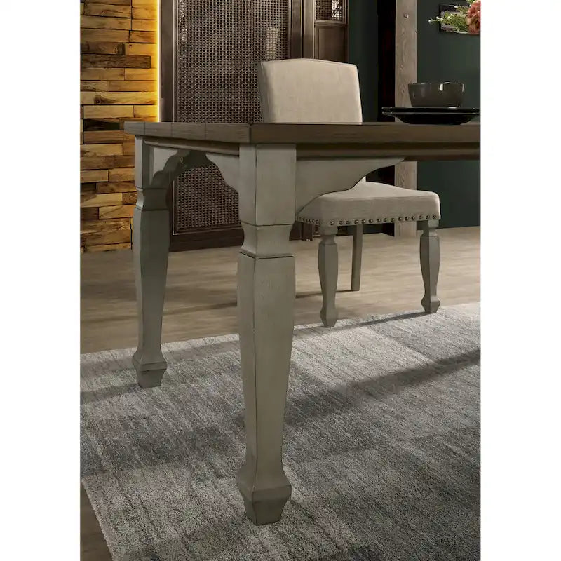 Ensemble de salle à manger Roundhill Furniture Breda en bois finition gris antique et chêne foncé, table et six chaises