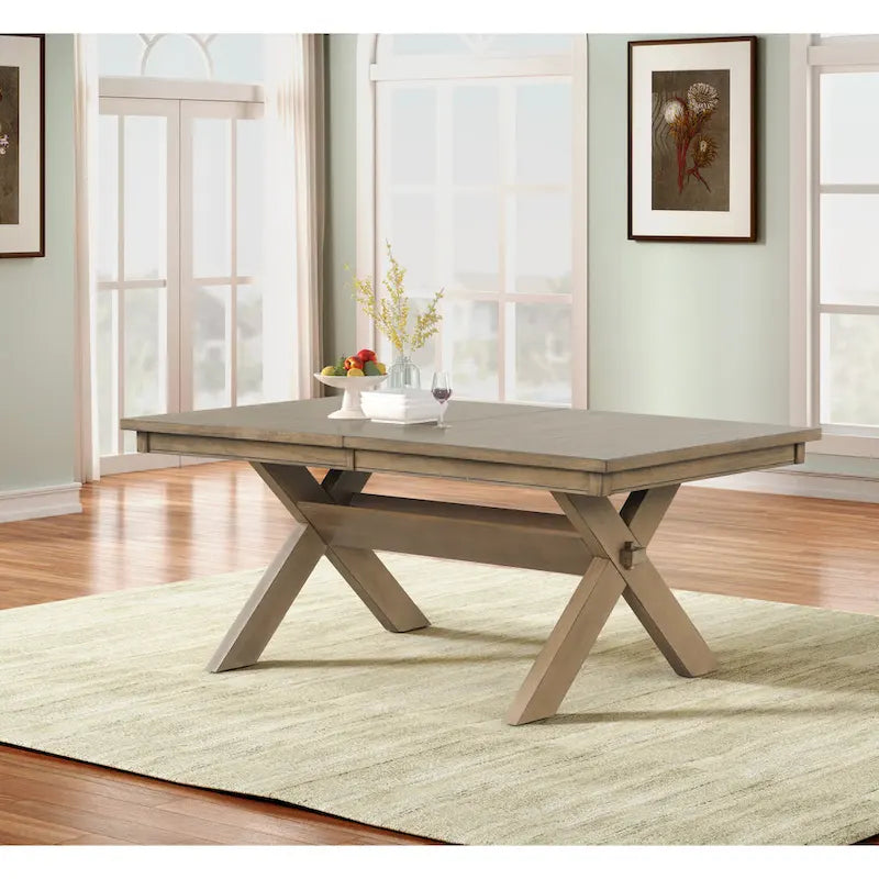 Ensemble de salle à manger 6 pièces Roundhill Furniture Raven Wood, table avec 4 chaises et banc, pin glacé marron
