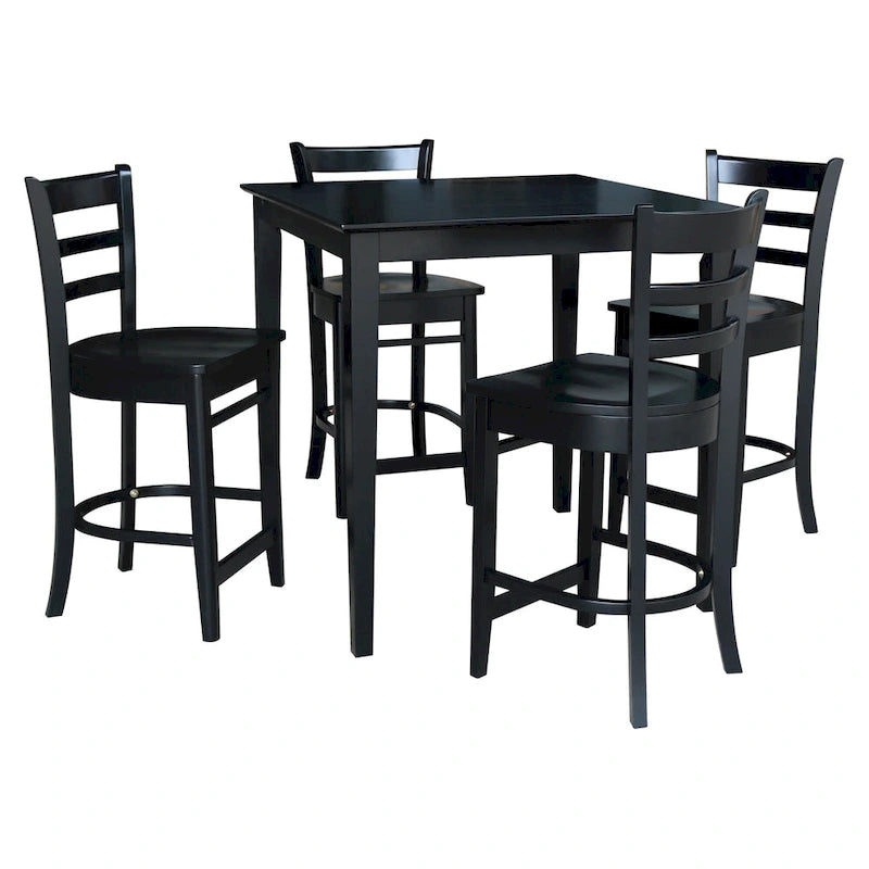 Table hauteur comptoir 36 x 36 avec 4 tabourets - Ensemble 5 pièces