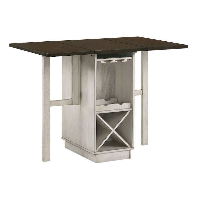 Ensemble de salle à manger 5 pièces à hauteur de comptoir avec rallonges en bois blanc style ferme de Furniture of America
