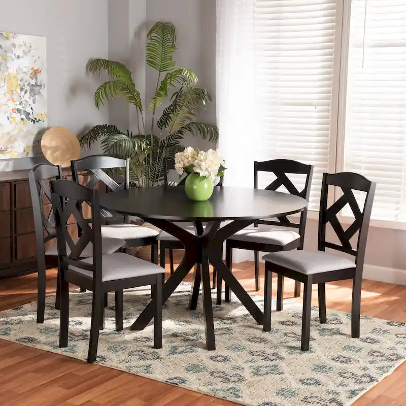 Carlin Modern and Transitional 7-Piece Wood Dining Set