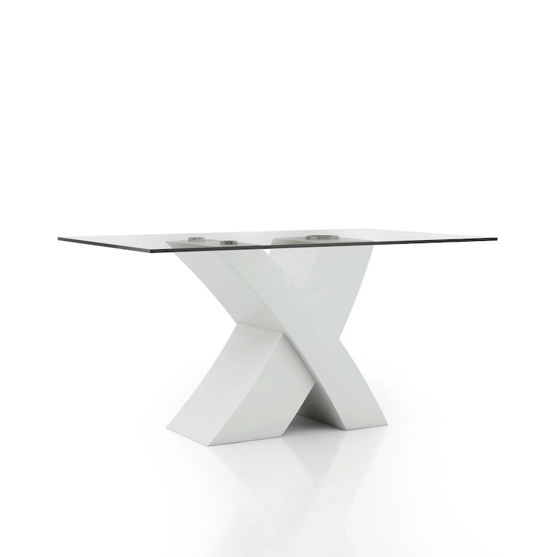 Ensemble de salle à manger 7 pièces Nole moderne en similicuir noir avec piédestal par Furniture of America