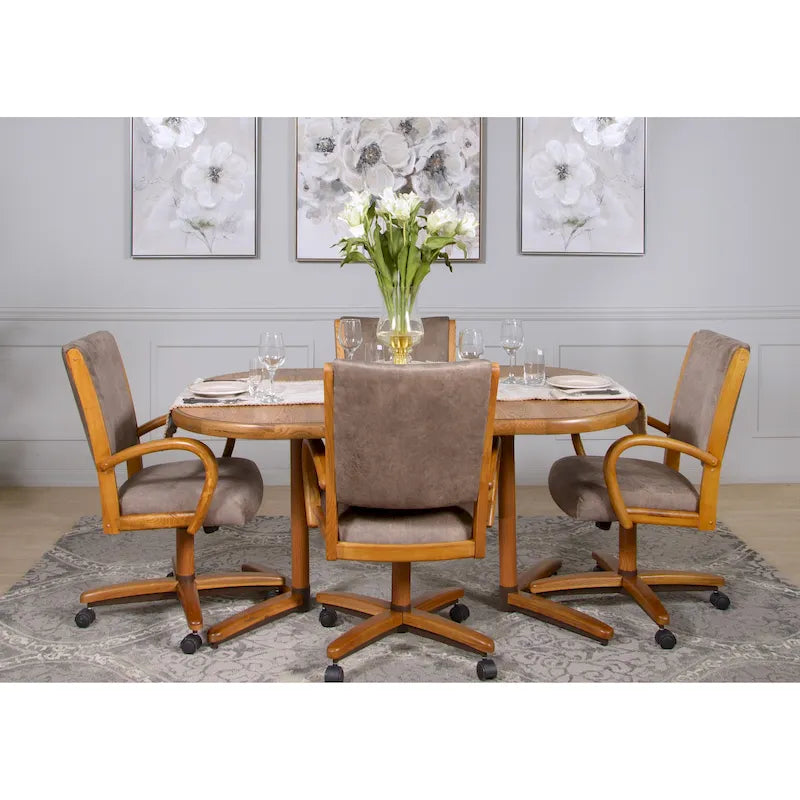 Ensemble table et chaises extensible 5 pièces marron pour salle à manger décontractée