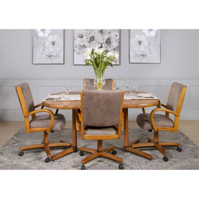 Ensemble table et chaises extensible 5 pièces marron pour salle à manger décontractée