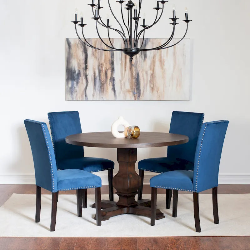 Roundhill Furniture Fordsville 5-piece Dining Set, Pedestal Round Table with 4 Stylish Chairs