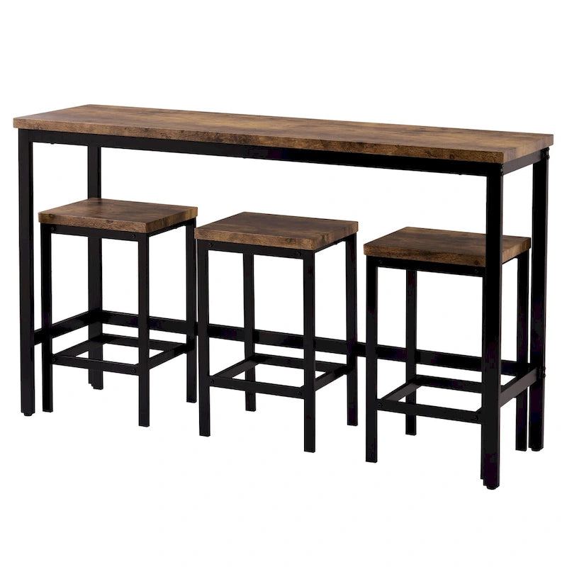 Table de salle à manger extra longue avec 3 tabourets de bar