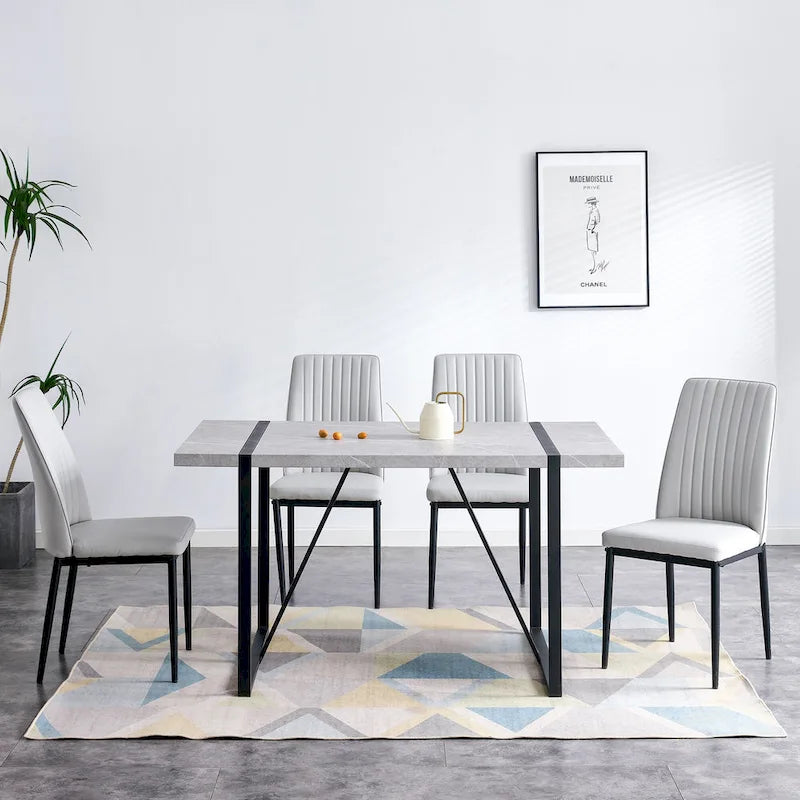 Ensemble de 5 chaises de salle à manger avec table rectangulaire