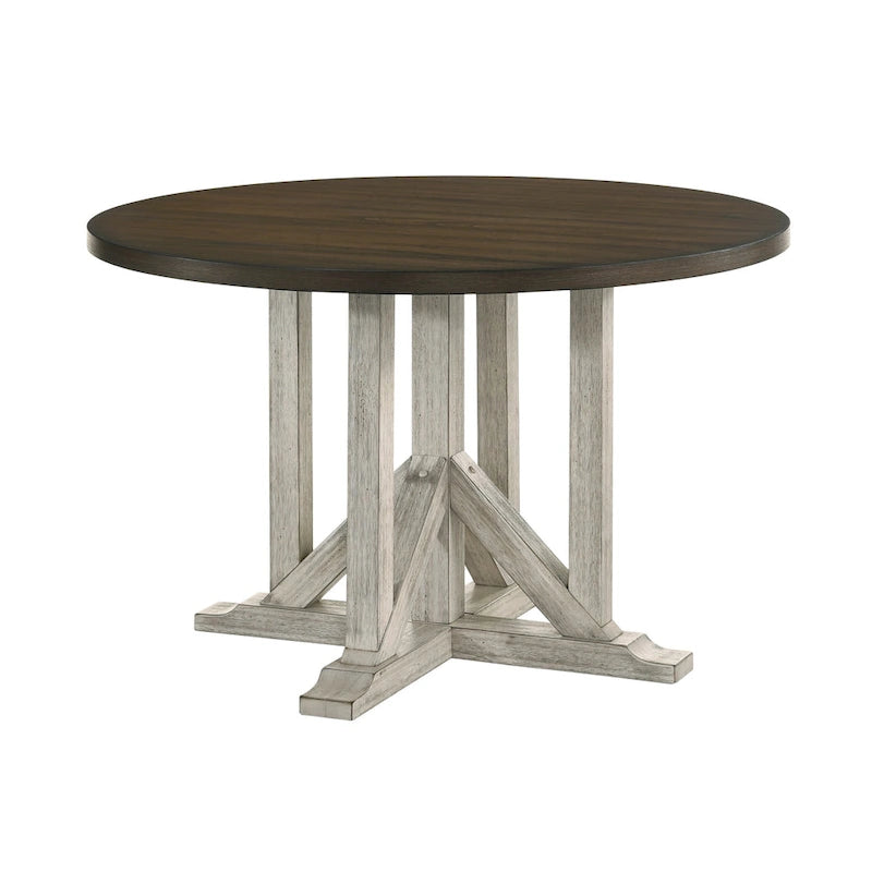 Ensemble de salle à manger 5 pièces en bois massif chêne foncé et blanc antique Derry Farmhouse par Furniture of America