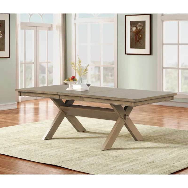 Ensemble de salle à manger 7 pièces Roundhill Furniture Raven Wood, table à manger extensible avec 6 chaises, brun pin glacé