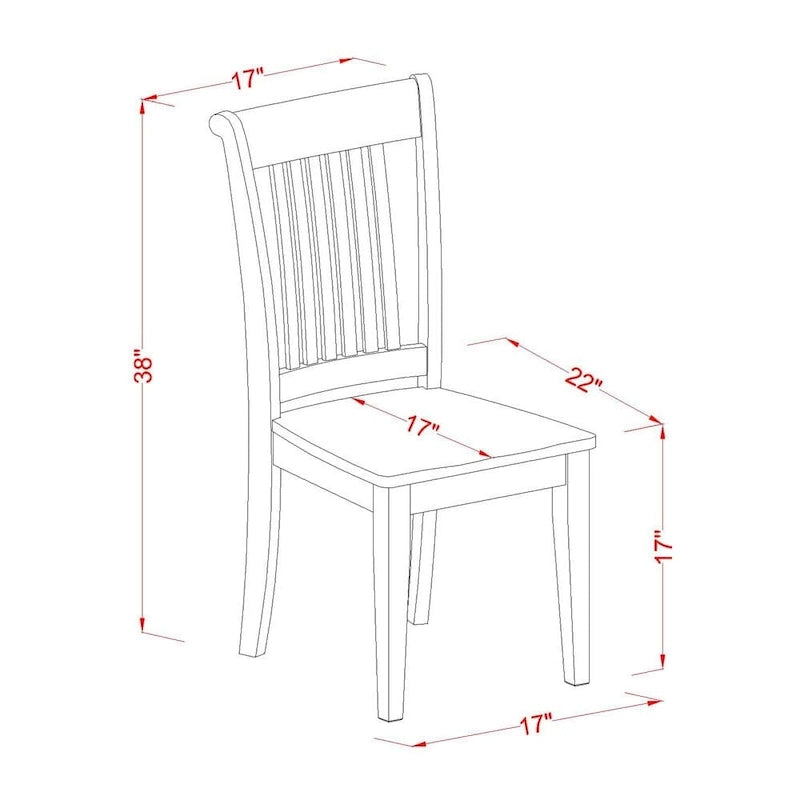 Ensemble de salle à manger East West Furniture – Une table rectangulaire en bois massif et 4 chaises de cuisine, chêne (options de pièces et d'assise)