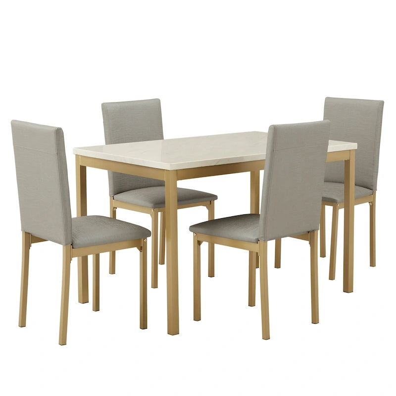 Ensemble de salle à manger Darcy avec plateau imitation marbre et structure dorée par iNSPIRE Q Bold
