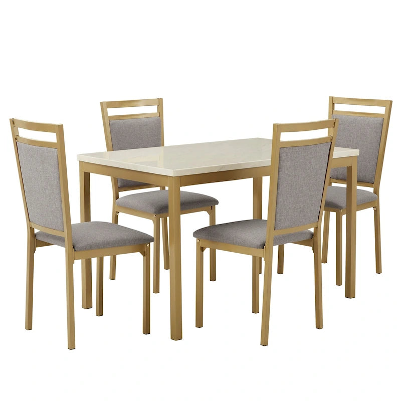 Ensemble de salle à manger Darcy avec plateau imitation marbre et structure dorée par iNSPIRE Q Bold