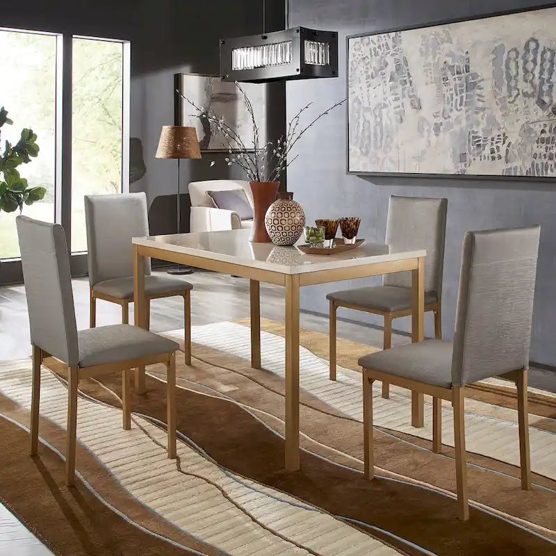 Ensemble de salle à manger Darcy avec plateau imitation marbre et structure dorée par iNSPIRE Q Bold