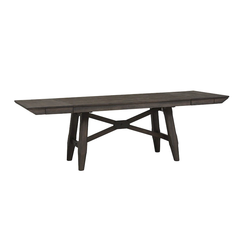 Ensemble de table à tréteaux Double Bridge Dark Chestnut, 6 pièces en option