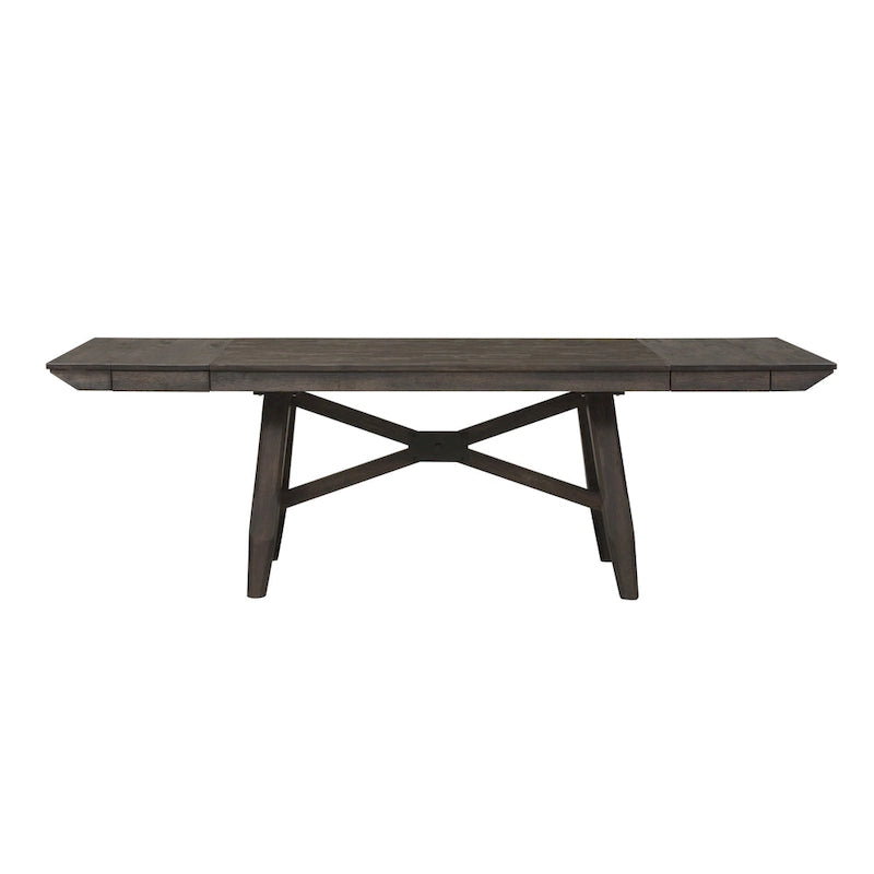 Ensemble de table à tréteaux Double Bridge Dark Chestnut, 6 pièces en option