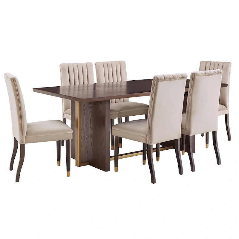 Ensemble de salle à manger Andrea Espresso et Velvet 7 pièces par iNSPIRE Q Modern