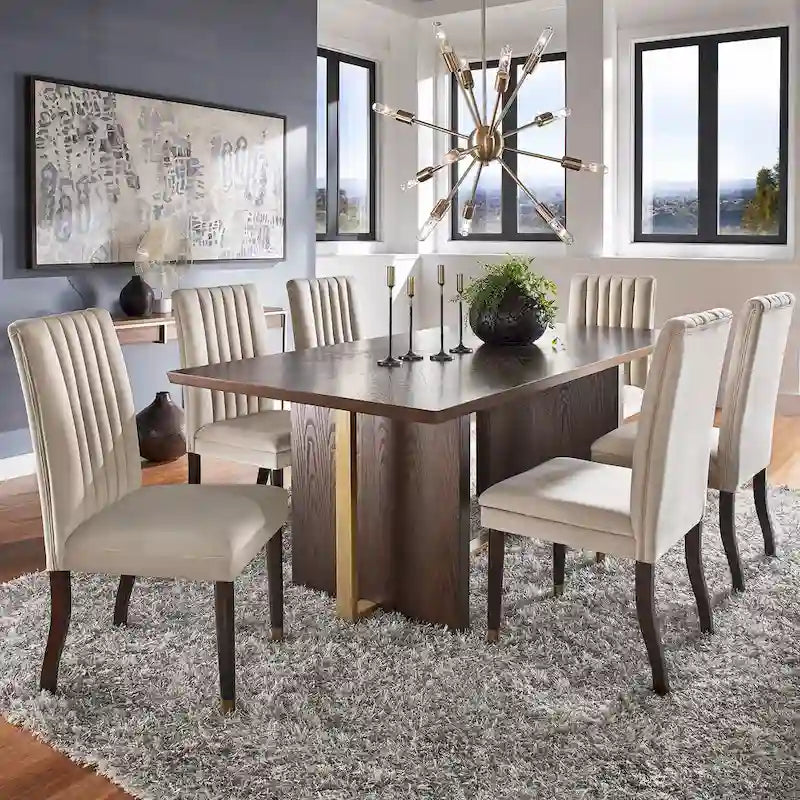 Andrea Espresso and Velvet 7-Piece Dining Set by iNSPIRE Q Modern