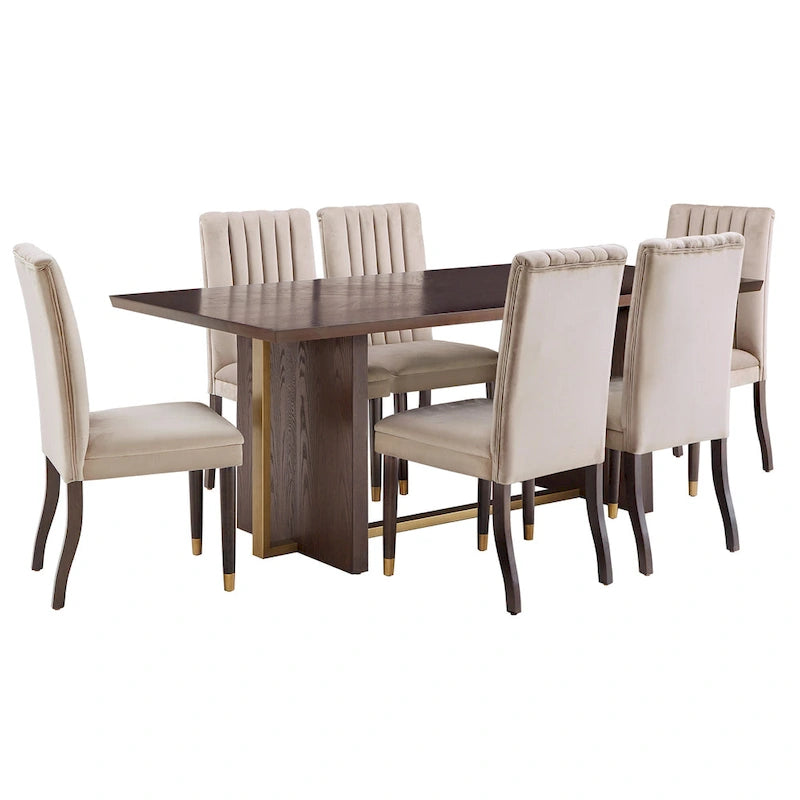 Ensemble de salle à manger Andrea Espresso et Velvet 7 pièces par iNSPIRE Q Modern