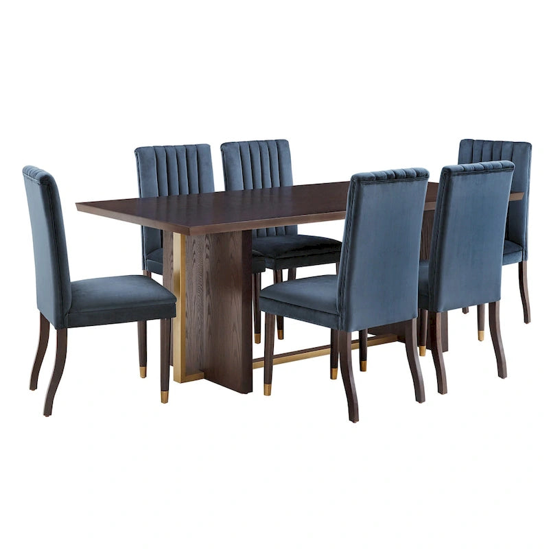 Ensemble de salle à manger Andrea Espresso et Velvet 7 pièces par iNSPIRE Q Modern