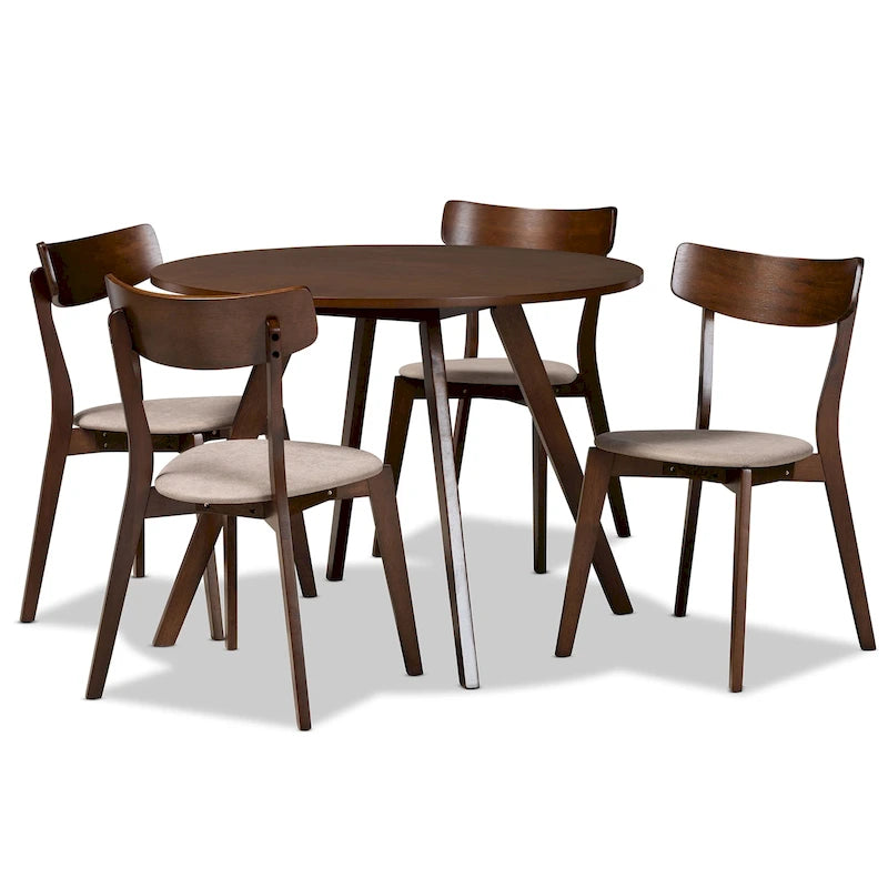 Ensemble de salle à manger transitionnel Rika Mid-Century Modern 5 pièces