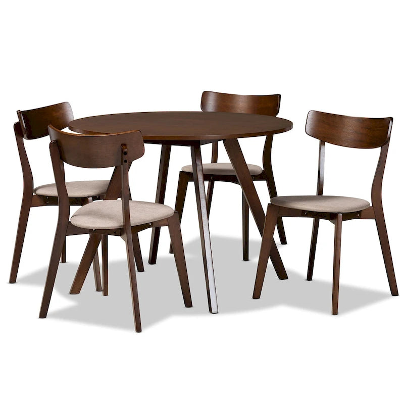Ensemble de salle à manger transitionnel Rika Mid-Century Modern 5 pièces