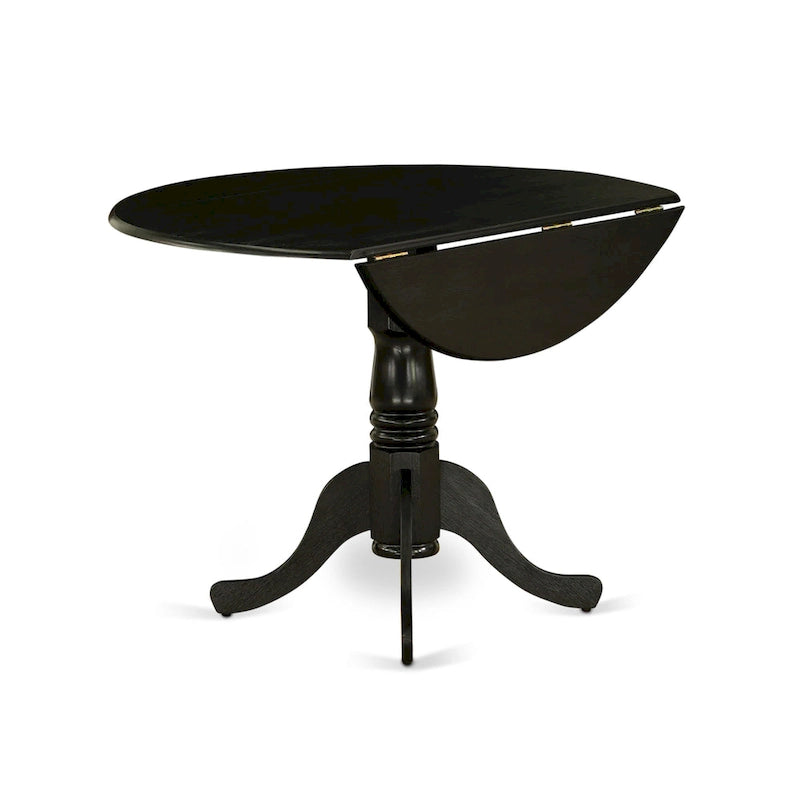 Ensemble de salle à manger East West Furniture – une table à manger ronde et des chaises en tissu de lin bleu, finition brossée noire (option de pièces)