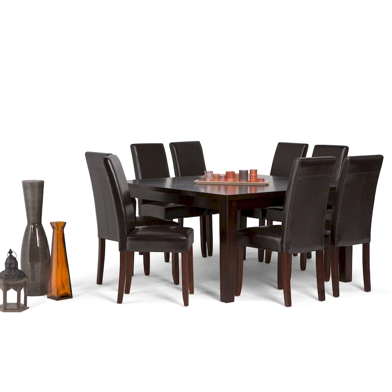 Ensemble de salle à manger transitionnel WYNDENHALL Normandy 9 pièces avec 8 chaises Parson rembourrées et table de 54 po de large