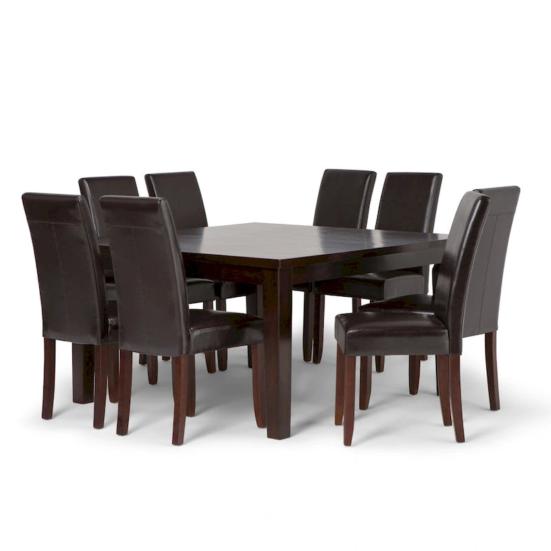 Ensemble de salle à manger transitionnel WYNDENHALL Normandy 9 pièces avec 8 chaises Parson rembourrées et table de 54 po de large