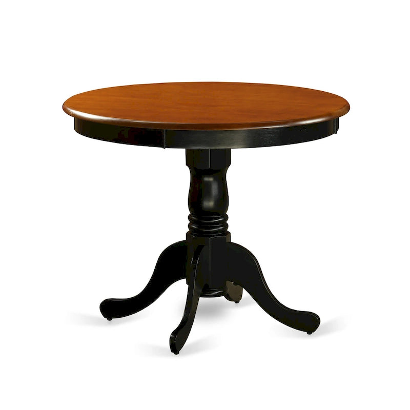 East West Furniture Ensemble de salle à manger 5 pièces - Une table de cuisine ronde et 4 chaises de salle à manger, noir et cerisier (options de siège)